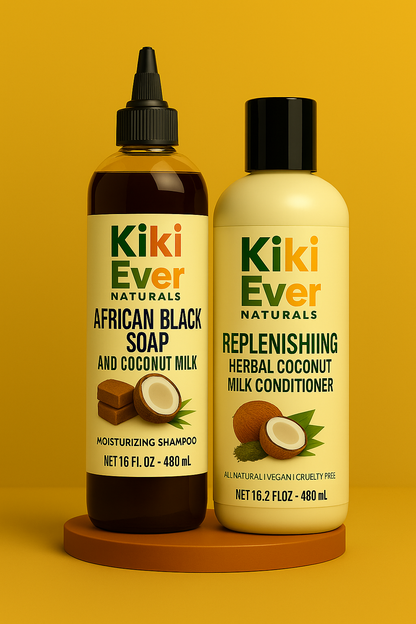 Two Kiki Ever Naturals products on a yellow background