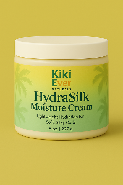 Kiki Ever Naturals HydraSilk Moisture Cream jar on a yellow background