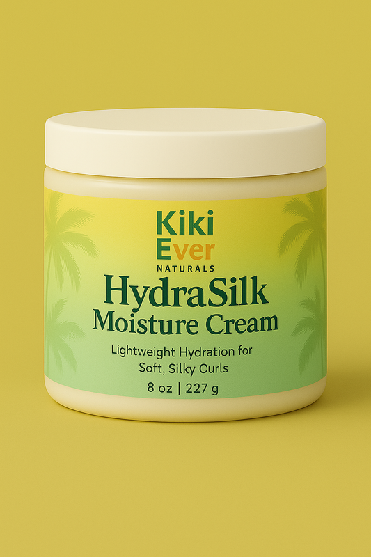 Kiki Ever Naturals HydraSilk Moisture Cream jar on a yellow background